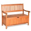 33 Gallon Wooden Storage Bench with Liner for Patio Garden Porch - as show