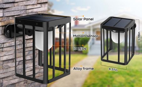 2-Pack: Outdoor Solar Wall Sconce Lights Black - Black