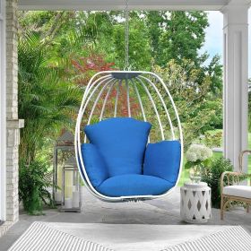 Aluminum Egg Chair; Hanging Swing Chair with Thickness Cushion for Indoor; Outdoor; Garden; Patio - Blue