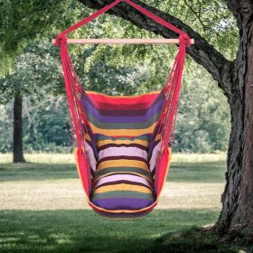 Free shipping Distinctive Cotton Canvas Hanging Rope Chair with Pillows Rainbow YJ - Rainbow