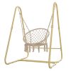 Swing Chair Handmade Macrame Swing Hammock Chair with Stand - as Pic