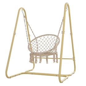 Swing Chair Handmade Macrame Swing Hammock Chair with Stand - as Pic