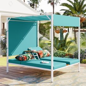 U_STYLE Outdoor Patio Sunbed Daybed with Cushions, Adjustable Seats - as Pic