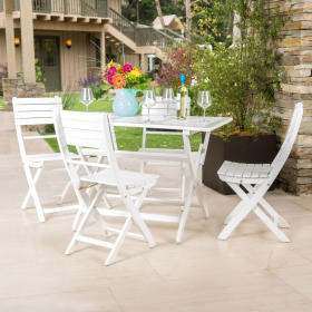 POSITANO FOLDABLE DINING SET, WHITE - as Pic