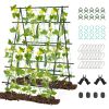 A-Frame Garden Cucumber Trellis with Netting for Climbing Plants Outdoor - Black