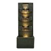 39.3inches High Concrete Modern Water Fountain with LED Lights for Home Garden Backyard Decor - 39.3inches