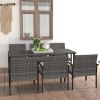 7 Piece Patio Dining Set Poly Rattan Gray - Grey