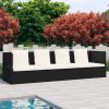 Patio Bed with Cushion & Pillows Poly Rattan Black - Black