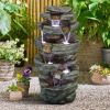 Outdoor Fountain 40.5inches High Rocks Outdoor Water Fountain with LED Lights - 40.5inches