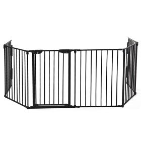 Metal Baby Playpen Fireplace Safety Fence;  Extra Wide Barrier Gate for Indoor Baby/Pet /Christmas Tree XH - black-6 pieces