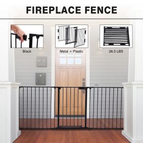 Metal Baby Playpen Fireplace Safety Fence;  Extra Wide Barrier Gate for Indoor Baby/Pet /Christmas Tree XH - black-5 pieces