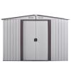 8' x 8'ft Outdoor Storage Shed Kit-Perfect to Store Patio Furniture, Garden Tools Bike Accessories, Beach Chairs and Lawn Mower XH - White + Gray