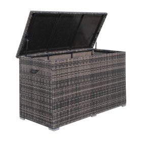 Direct Wicker Patio Brown Wicker Deck Box in Steel Frame with Storage Function - Steel