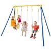 Metal Swing Set for Backyard with 2 Swing Seats and 2 Glider Seats - Blue