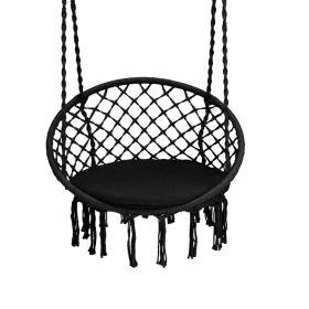 Cushioned Hammock Swing Chair with Hanging Kit - Black