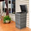 With Top Cover Iron Frame Rattan Trash Can Gary Gradient - Gary Gradient Cane