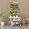 4-Tier Hanging Plant Stand with Hanging Bar - White