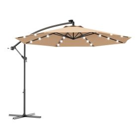 10 Feet Patio Umbrella with Crank and Solar LED Lights - Beige