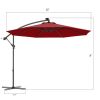 10 Feet Patio Umbrella with Crank and Solar LED Lights - Dark Red