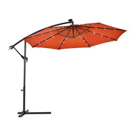 10 Feet Patio Umbrella with Crank and Solar LED Lights - Orange