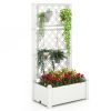 Outdoor Planter Box Self-Watering Raised Garden Bed Trellis with Water Level Indicator - White