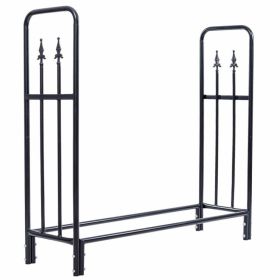 4 Feet Outdoor Heavy Duty Steel Firewood Wood Storage Rack - Black