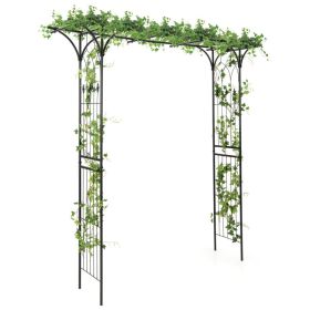 81 Inch Garden Arbor Metal Archway for Climbing Plants - Black