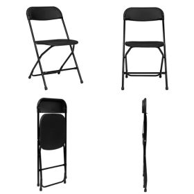 10pcs Injection Molding Classic Garden Plastic Folding Chair Black - as picture