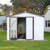 Metal garden sheds 6ftx8ft outdoor storage sheds white+offee - as Pic