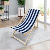 populus wood sling chair blue Stripe Broad blue Stripe (color: Dark blue) folding chaise lounge chair - as Pic