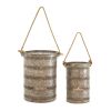 DecMode 12", 10"H Coastal Lantern, Gray, 2 - Pieces - DecMode