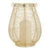 DecMode Gold Metal Decorative Candle Lantern with Thin Metal Handle - DecMode