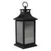 12" Black LED Lighted Battery Operated Lantern with Flickering Light - Northlight