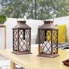 Abble Outdoor ,13'' x 5.5'' x 5.5'' Yard Classic Asymmetrical Plastic Lantern, Bronze, 2 -Pieces - Abble