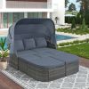 U_STYLE Outdoor Patio Furniture Set Daybed Sunbed with Retractable Canopy Conversation Set Wicker Furniture (As same as WY000281AAE) - as Pic