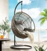 ACME Vinnie Patio Swing Chair with Stand, Fabric & Rope (1Set/3Ctn) 45088 - as Pic