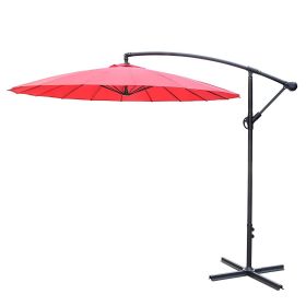 9 Ft Offset Hanging Market Patio Umbrella w/Easy Tilt Adjustment for Backyard, Poolside, Lawn and Garden, Red - KM3843