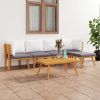 6 Piece Patio Lounge Set with Cushions Solid Acacia Wood - Brown