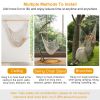 Hammock Chair Hanging Rope Seat Swing w/ Wooden Stick 220lbs Load for Patio Yard Porch Outdoor Bedroom Indoor - Beige