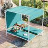 U_STYLE Outdoor Patio Sunbed Daybed with Cushions, Adjustable Seats - as Pic