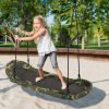 Saucer Tree Swing Surf Kids Outdoor Adjustable Oval Platform Set with Handle - as show