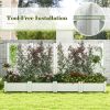 Outdoor Planter Box Self-Watering Raised Garden Bed Trellis with Water Level Indicator - White