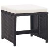 5 Piece Patio Dining Set with Cushions Poly Rattan Black - Black