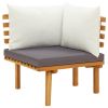 3 Piece Patio Lounge Set with Cushions Solid Acacia Wood - Brown