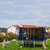 8X14FT Outdoor Square Trampolines for Kids Adults Long Rectangular Tumbling Trampoline - as Pic