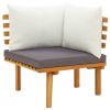 6 Piece Patio Lounge Set with Cushions Solid Acacia Wood - Brown