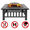 Portable Courtyard Metal Fire Pit with Accessories Black - Black