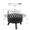 30in Outdoor Metal Fire Pit with Cooking Grates Black - Black