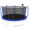 14FT Trampoline with Basketball Hoop, ASTM Approved Reinforced Type Outdoor Trampoline with Enclosure Net - as Pic