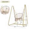 Swing Chair Handmade Macrame Swing Hammock Chair with Stand - as Pic